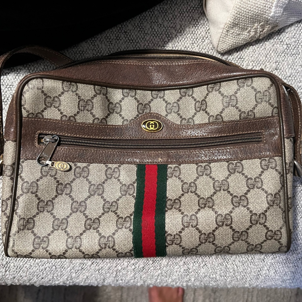 Vintage Gucci Ophidia Sherry line GG Canvas Coated Camera Bag